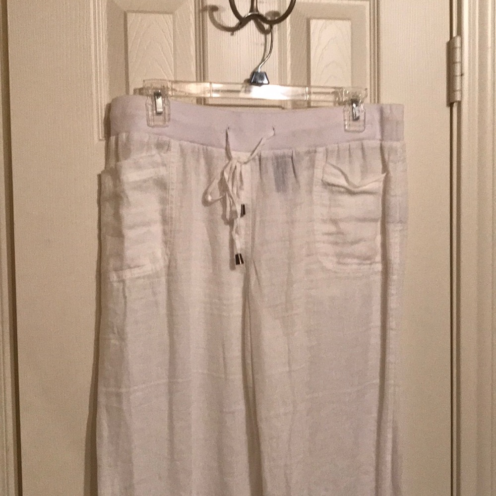 White linen pants